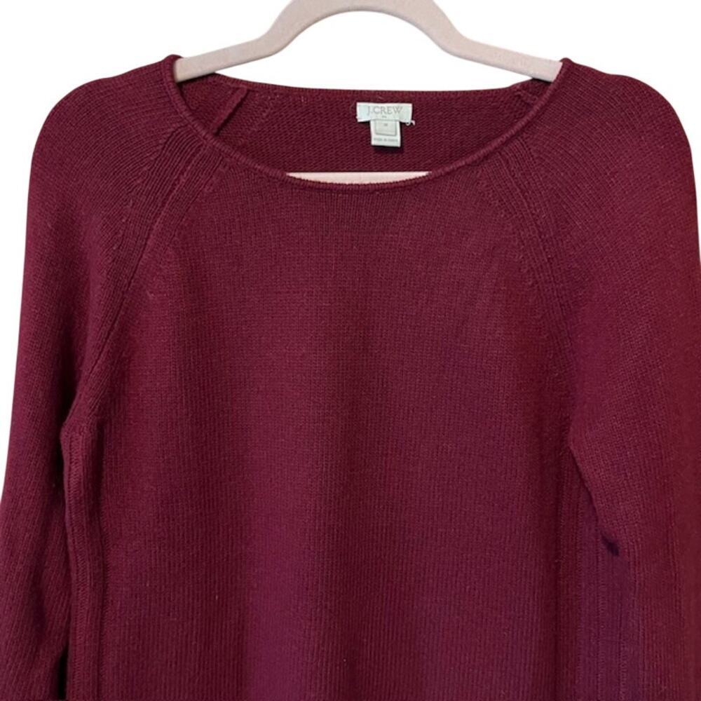 J.Crew Women's Burgundy Wool Blend Sweater Cozy Knit Fall Winter  Size Medium - Picture 4 of 11